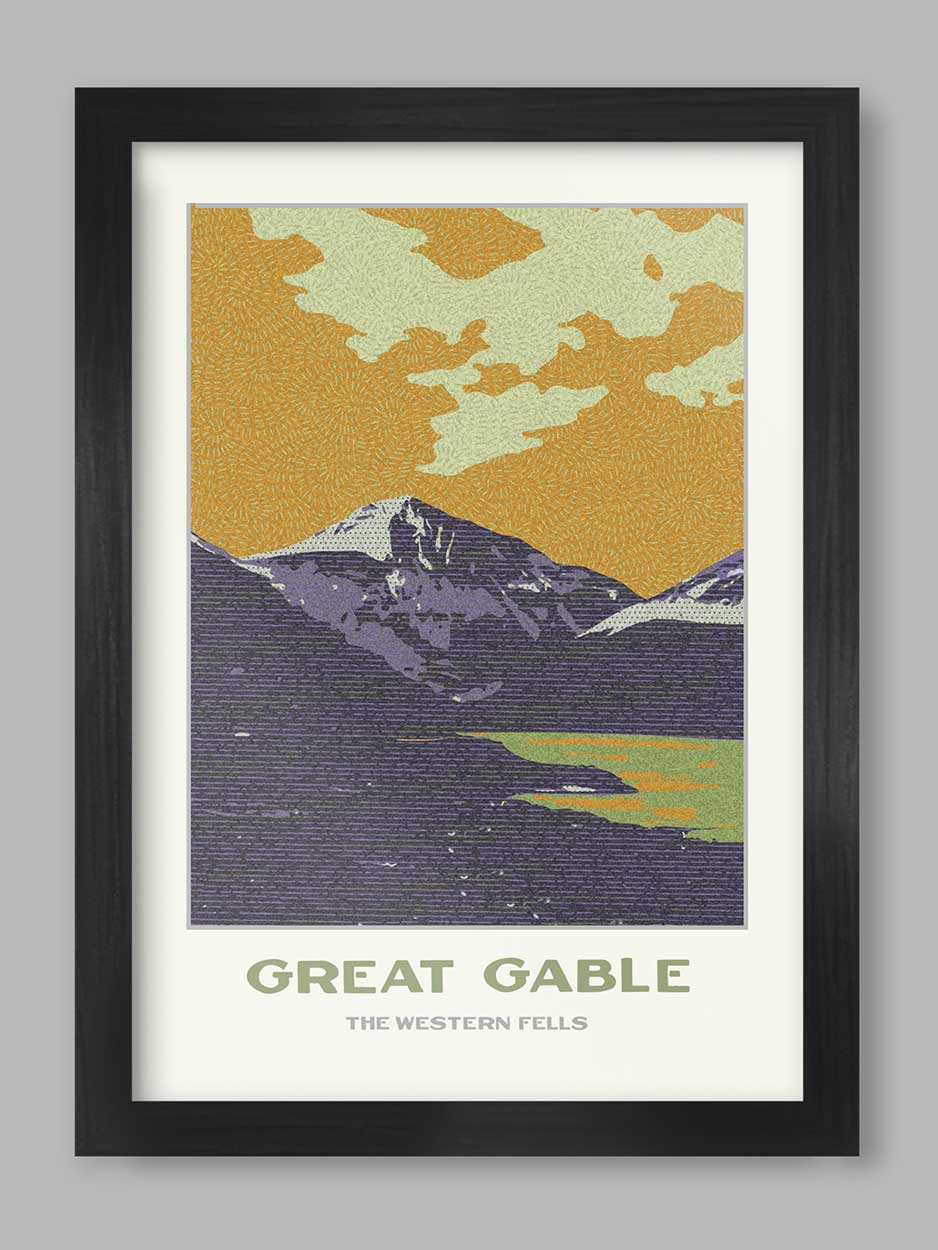 Great Gable Western Fells Poster Print. Lake District poster